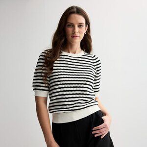 Draper James Women's Puffed Short Sleeve Striped Sweater Shirt Size XS